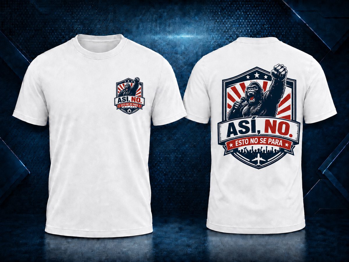 Camiseta «Así, no · Esto no se para», vista delantera y trasera
